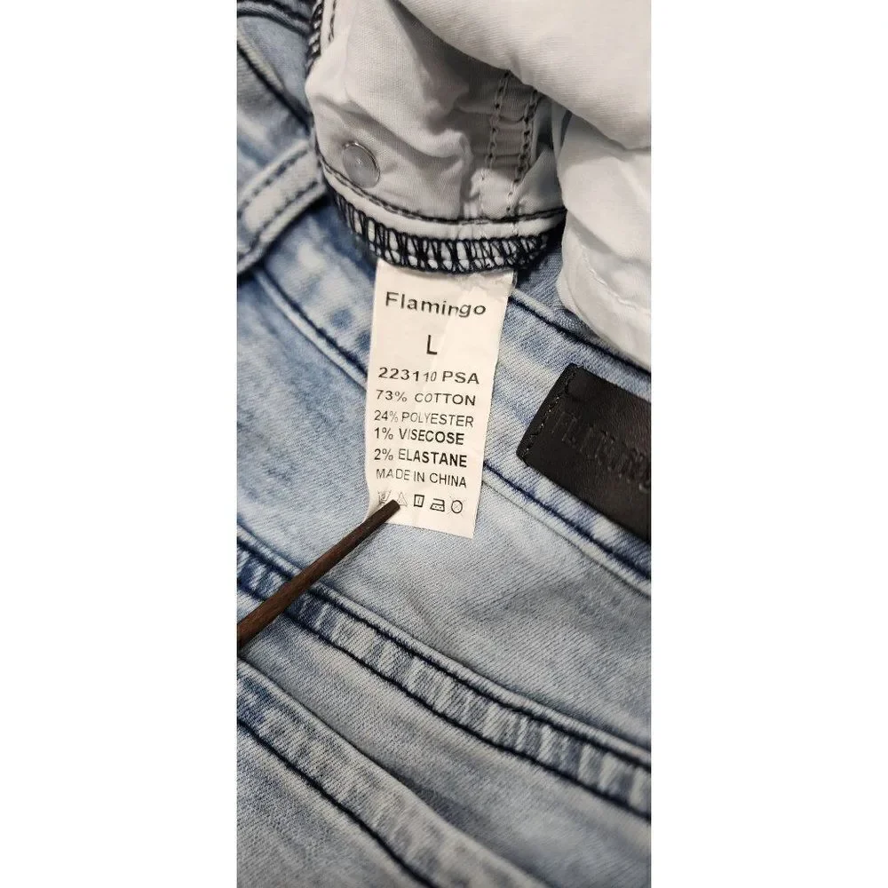 Flamingo NWT Raw Hem Distressed Skinny Mid Rise Crop Jeans in Large